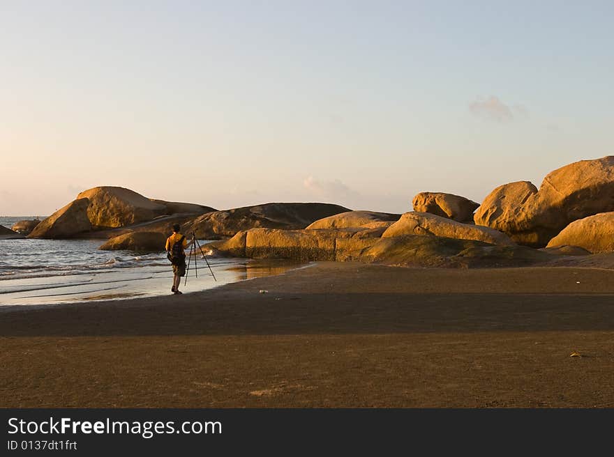 Reef ,cobblestone that stand outside the beach