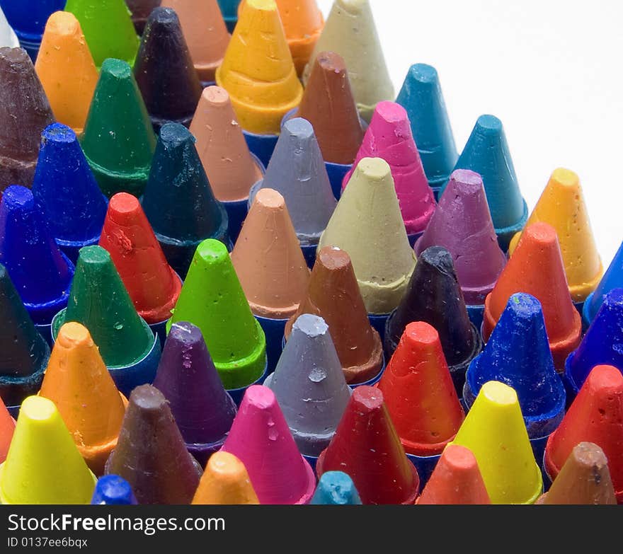 wax color crayons close up