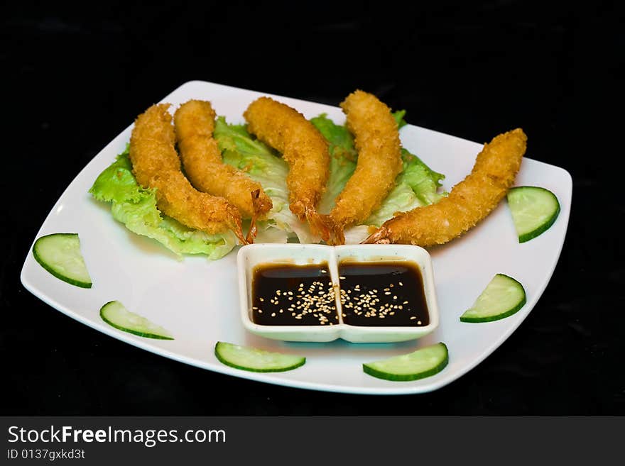 Japan food tempura on plate