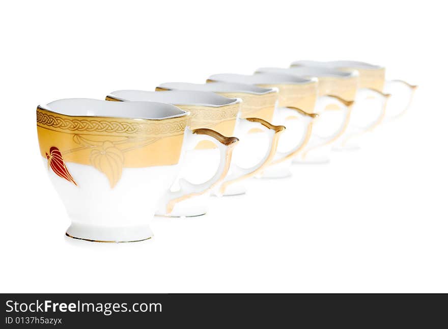 Coffee cups on white background