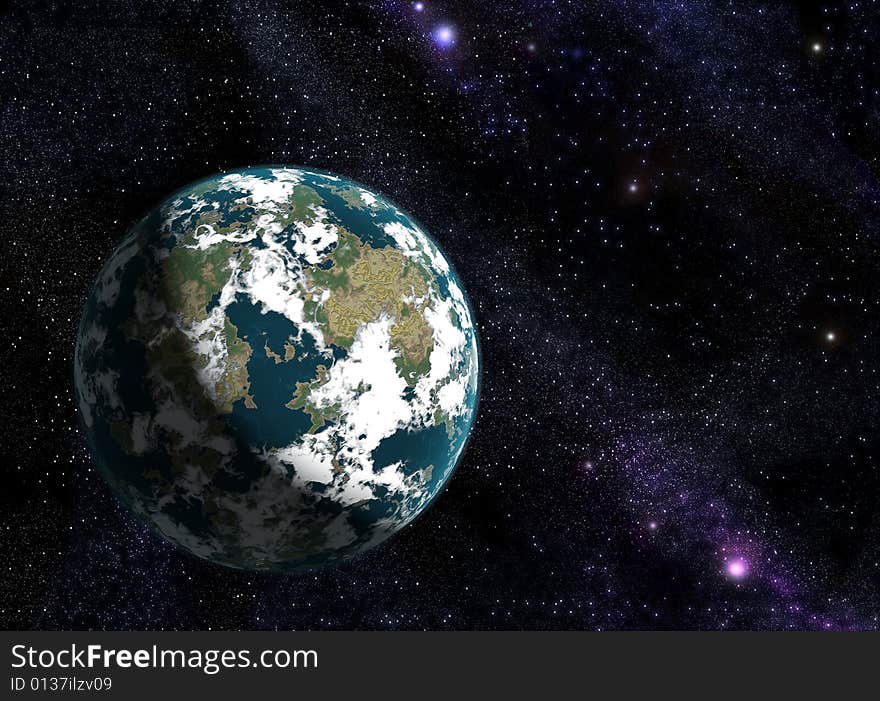 Earth type of planet and space. Earth type of planet and space