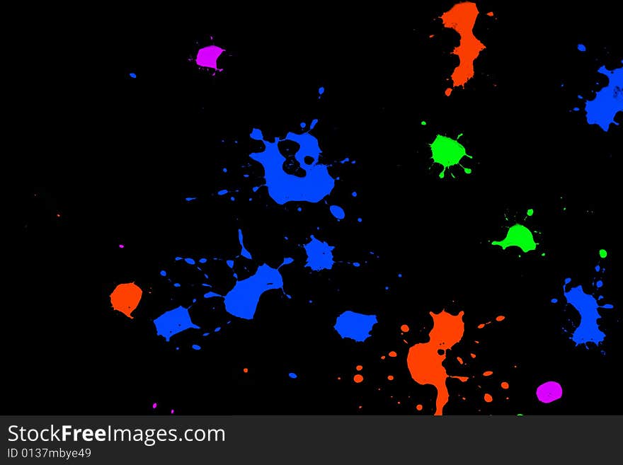 Color ink splatters