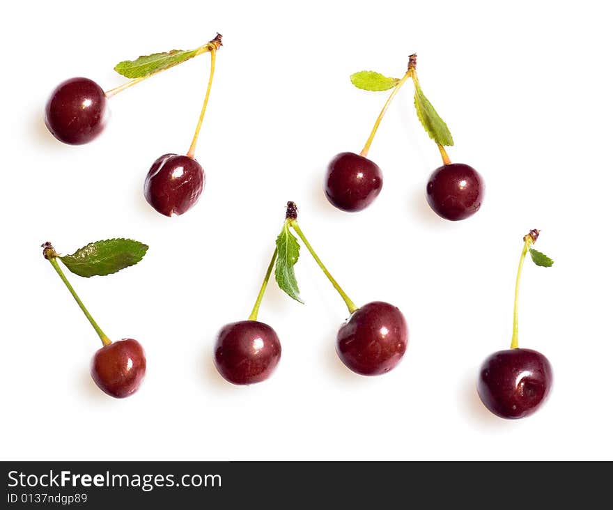 Cherry set isolated on white background.