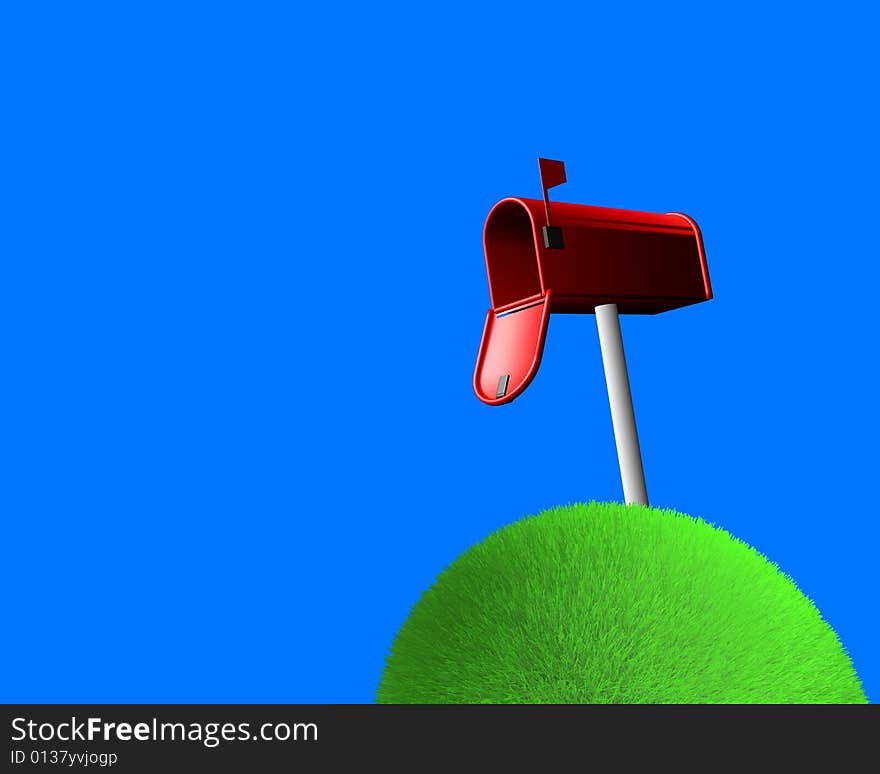 Mailbox on sphere of grass