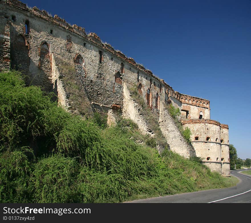 Old fortress in Medzhibozh on river bank Southern Bug. Ukraine