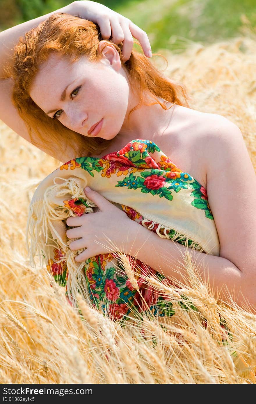 Beautiful woman in wheat field at sunny day. Beautiful woman in wheat field at sunny day