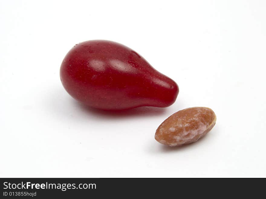 Red exotic berry on white background. Red exotic berry on white background