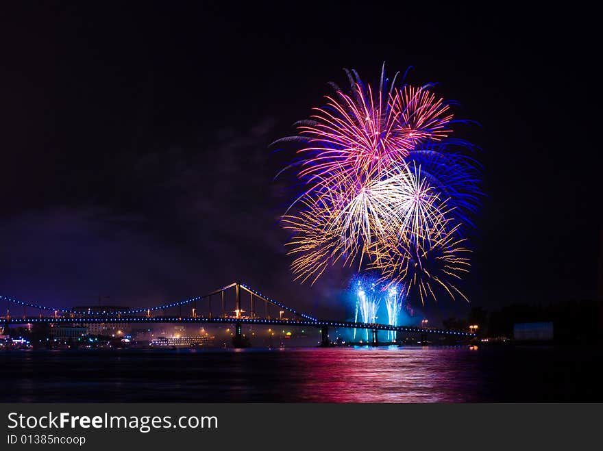 Fireworks show in the capital of Ukraine, Kiev