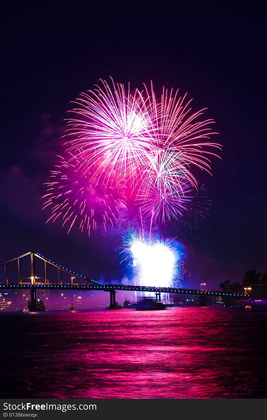 Fireworks show in the capital of Ukraine, Kiev