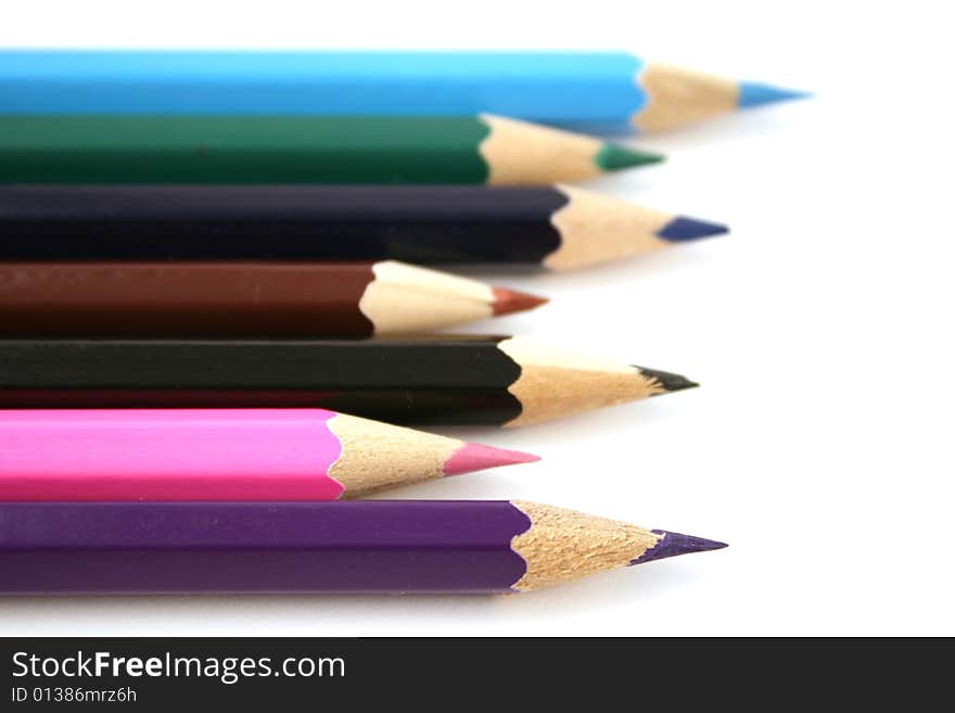 Colorful wooden pencils close up in studio. Colorful wooden pencils close up in studio