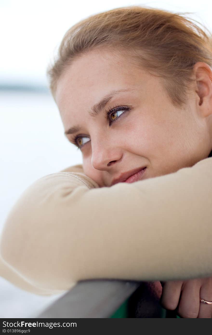 Portrait of beautiful girl with meditative glare