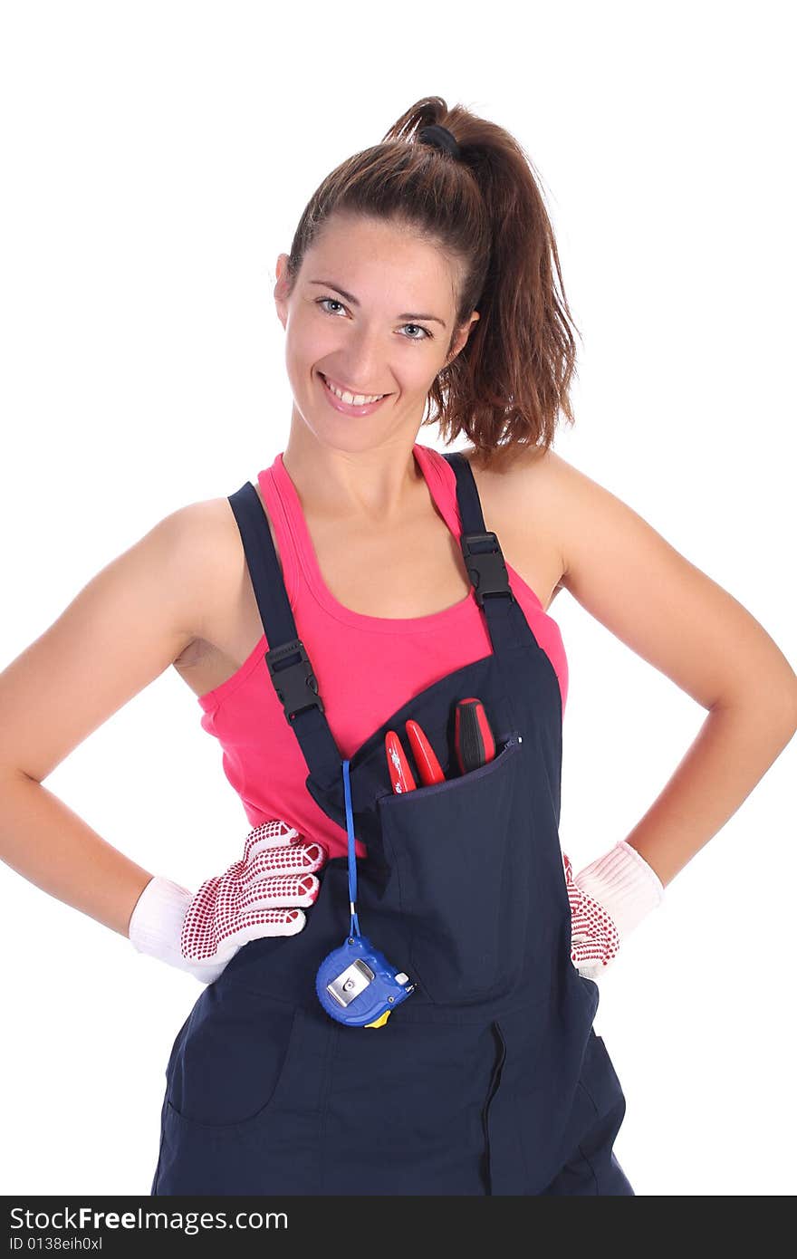 Beauty young woman on white background