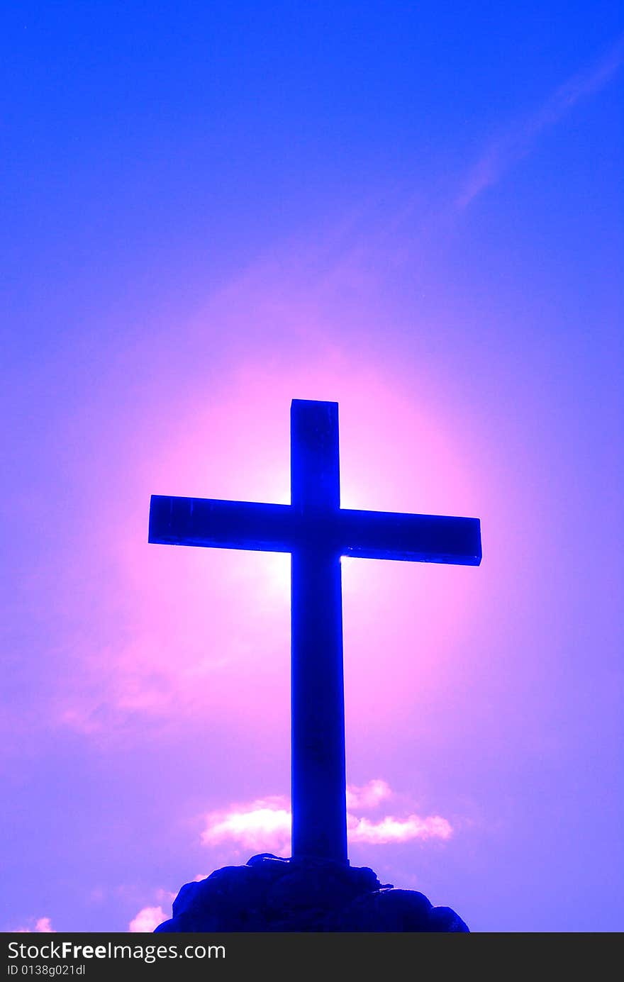 Cross in a blue tone. Cross in a blue tone