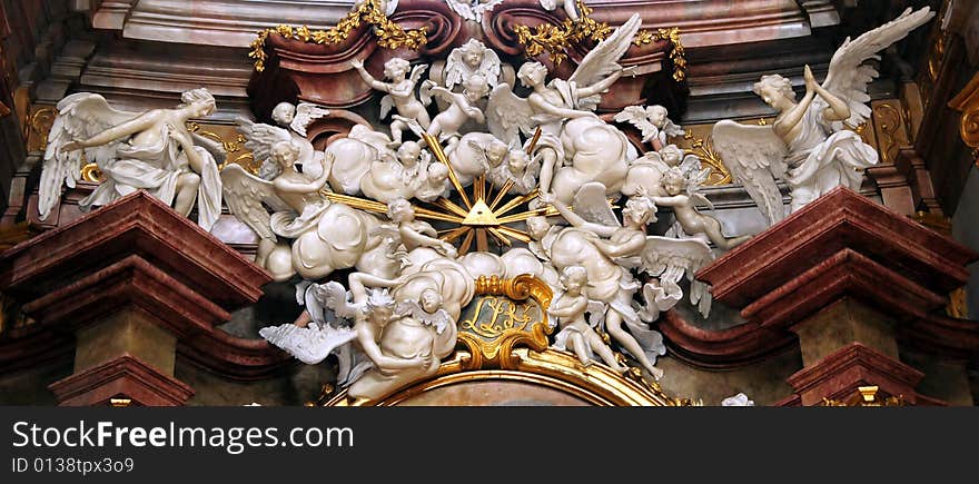 Statues inside of Saint Peter church, vienna