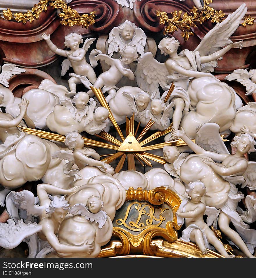 Statues inside of Saint Peter church, vienna