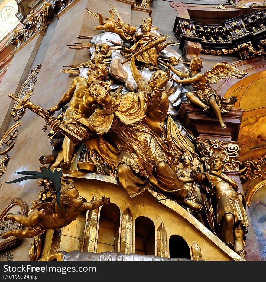 Statues inside of Saint Peter church, vienna