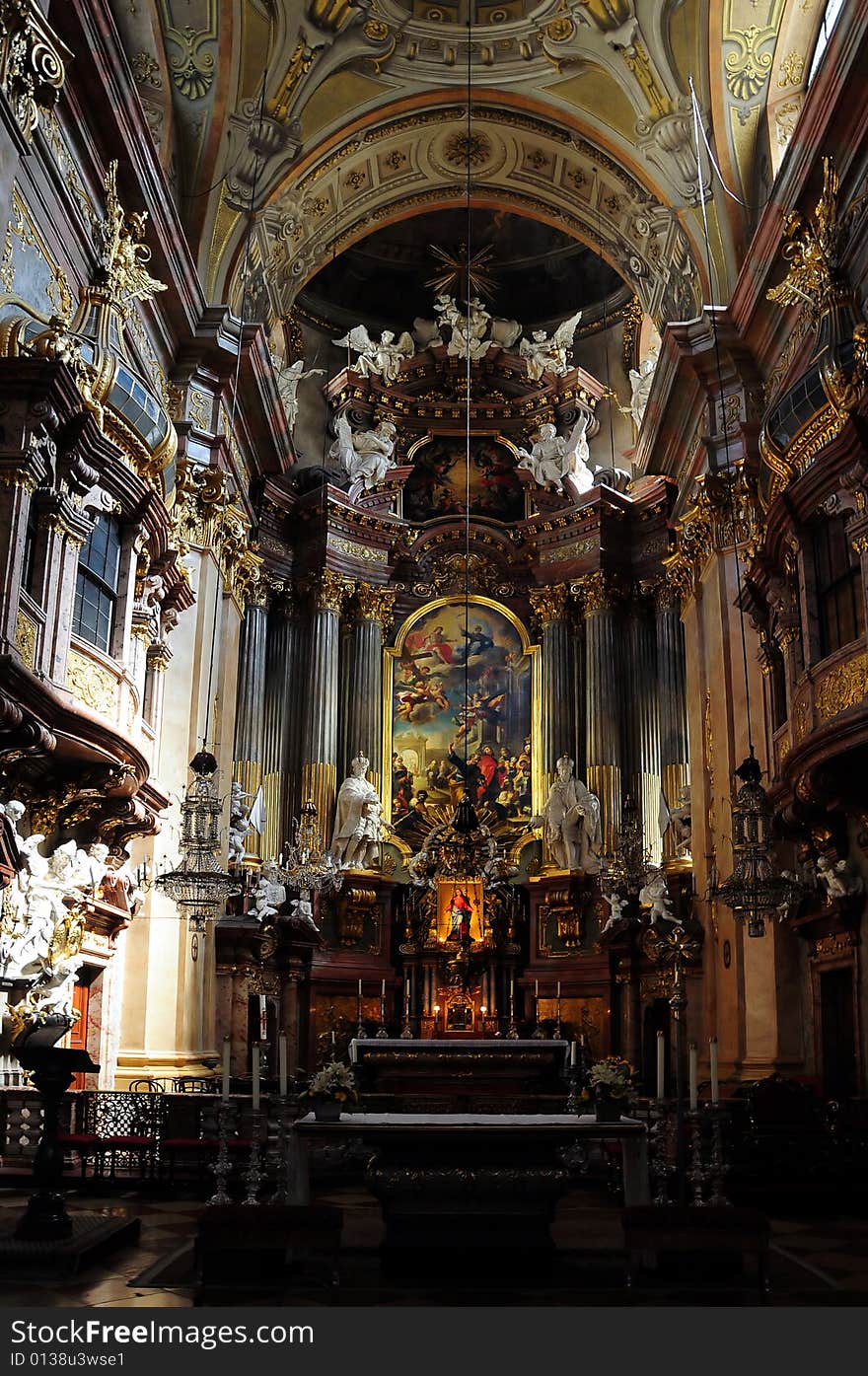 A view inside a beautiful catholic church. A view inside a beautiful catholic church