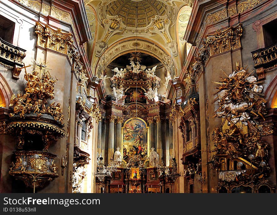 A view inside a beautiful catholic church. A view inside a beautiful catholic church