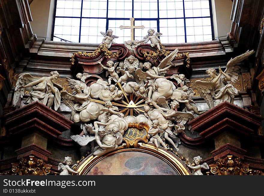 Statues inside of Saint Peter church, vienna