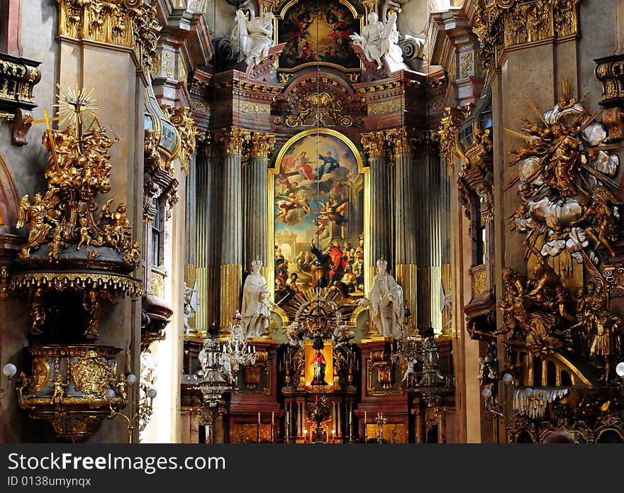 A view inside a beautiful catholic church. A view inside a beautiful catholic church