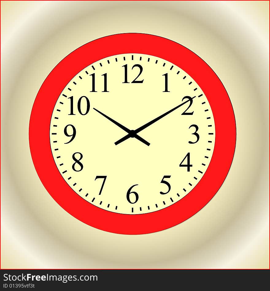 Illustration of red clock isolated