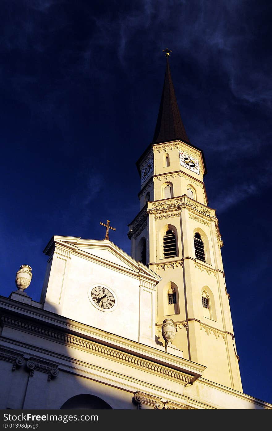 A view with an old catholic church in Romania