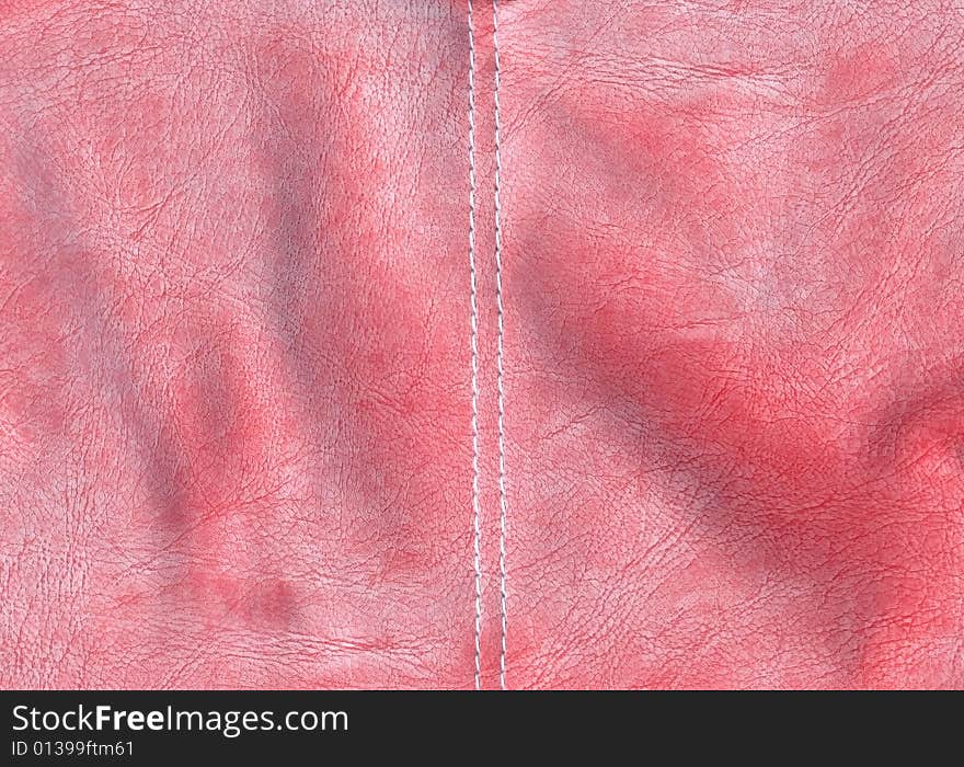 Natural red leather texture to background