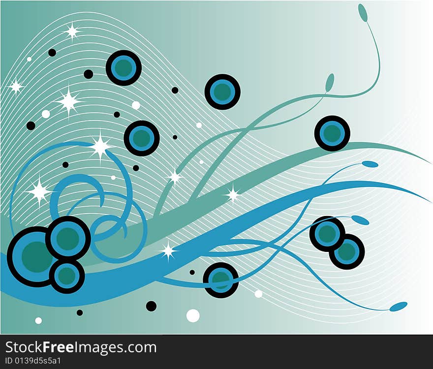 Circles, Sparkles, and Tentacles are Featured in an Abstract Illustration. Circles, Sparkles, and Tentacles are Featured in an Abstract Illustration.