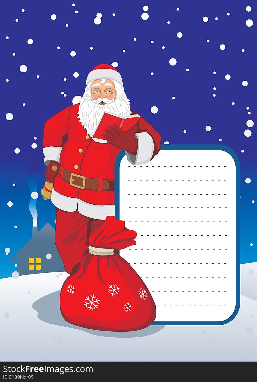 Greeting card with Santa