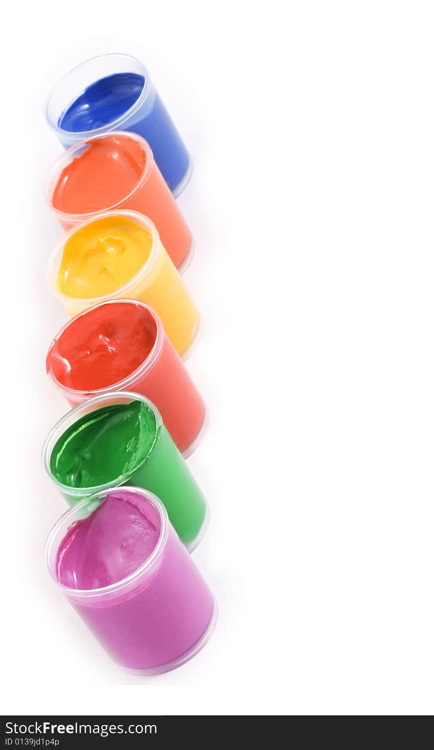 Gouache paint cans on white background