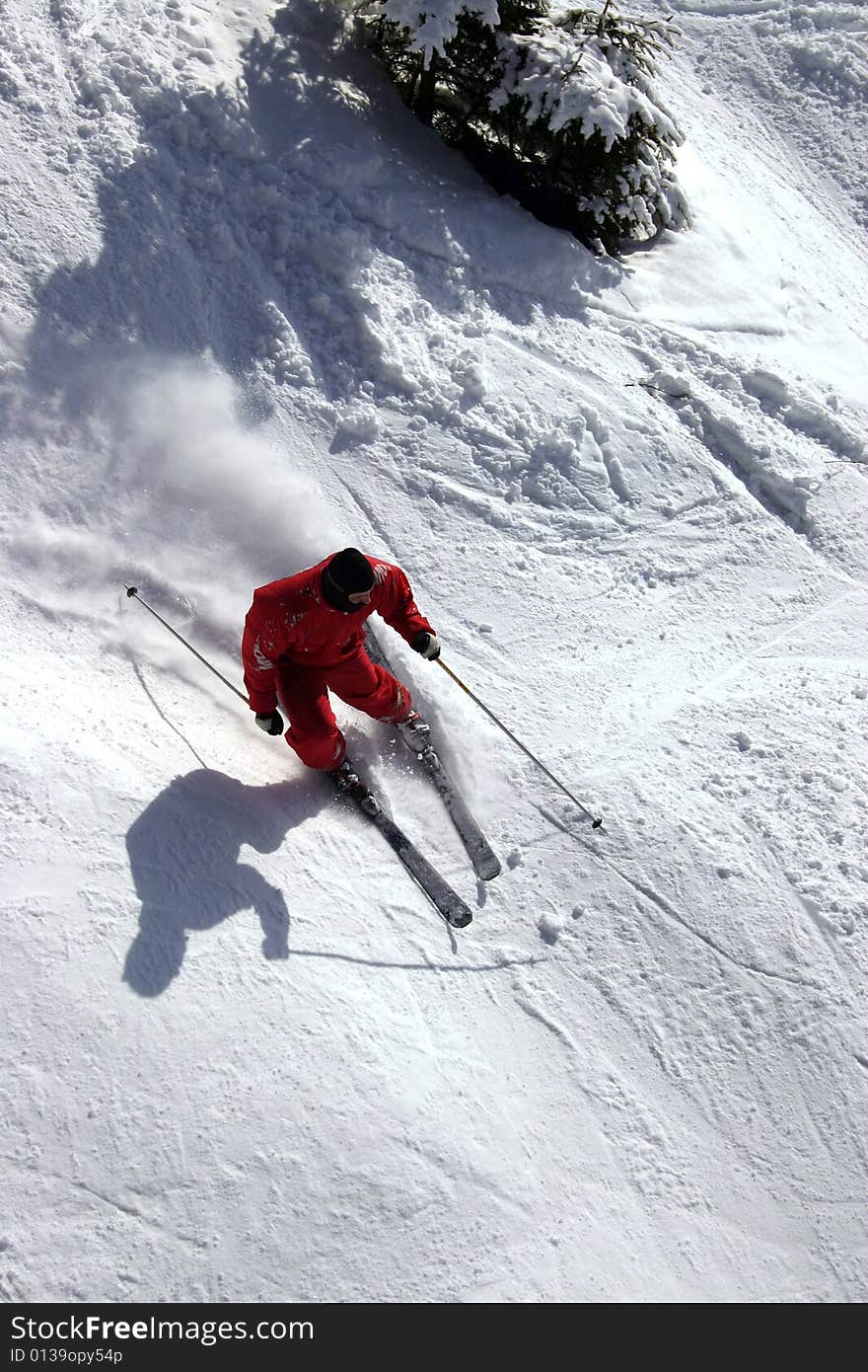 The Skier in the mountains