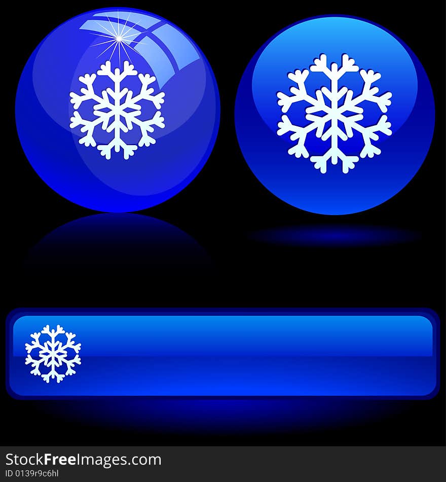 Snowflake on blue ball. Vector illustration. Snowflake on blue ball. Vector illustration.