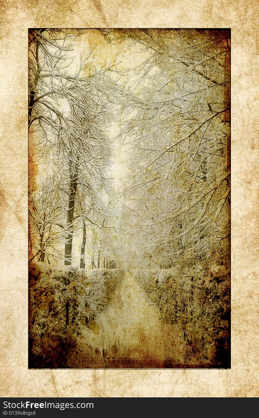 Winter scene - picture in retro style. Winter scene - picture in retro style