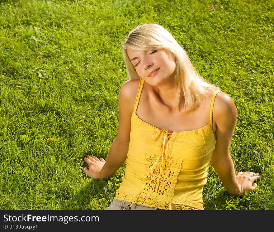 Woman relaxing outdoors