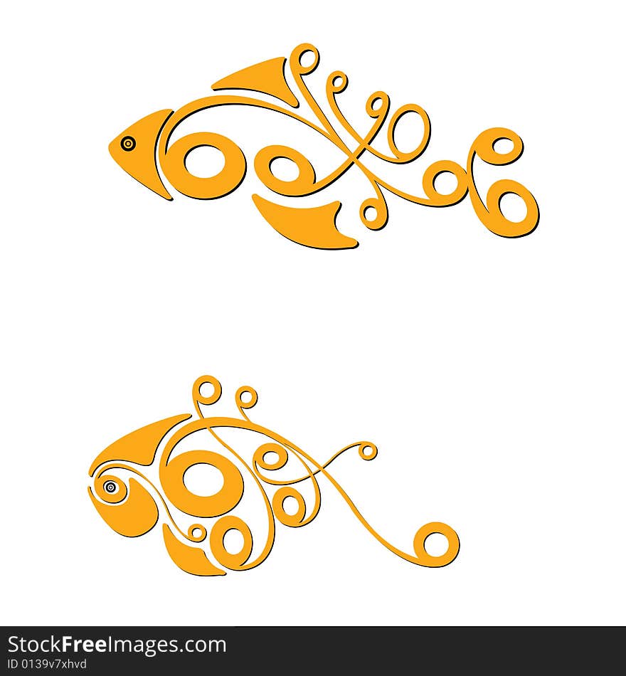 These two fishes are made in calligraphy style