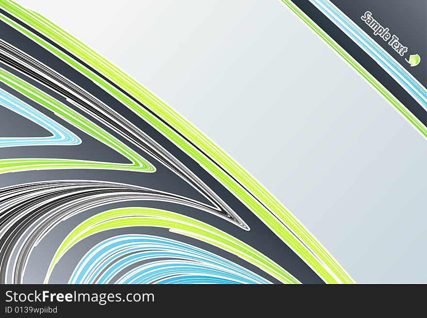 Vector illustration of a modern lined art background in blue and green flowing colors. Logo sample included. Vector illustration of a modern lined art background in blue and green flowing colors. Logo sample included.