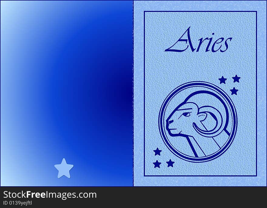 Aries zodiac card- zodiac theme. Aries zodiac card- zodiac theme