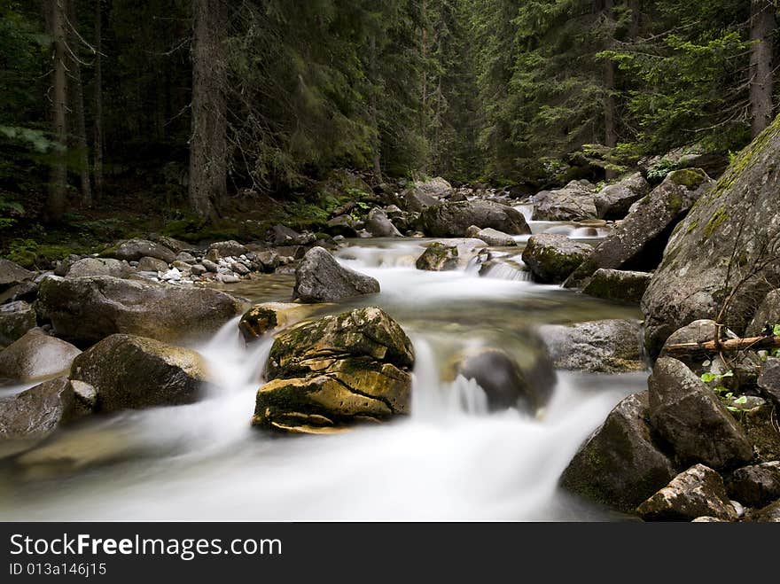 The river damjanitza in the pirin mountains in bulgaria