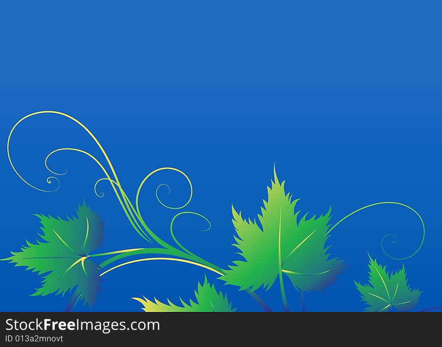 A floral design in blue background.