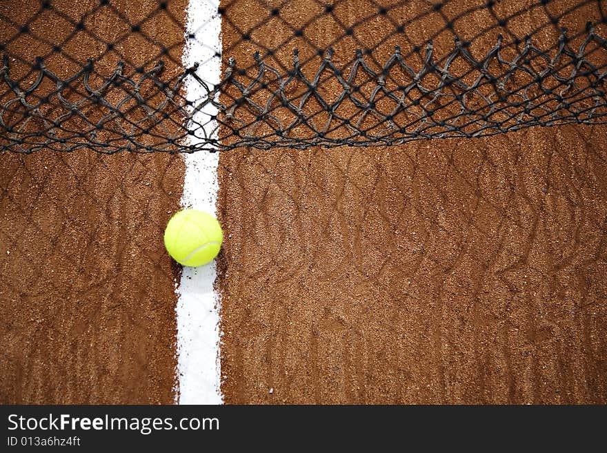 Tennis Ball And White Line