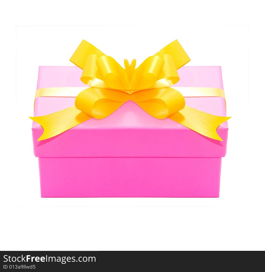 Christmas present over white background