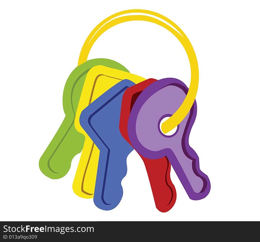 An illustration of colored toy keys. An illustration of colored toy keys