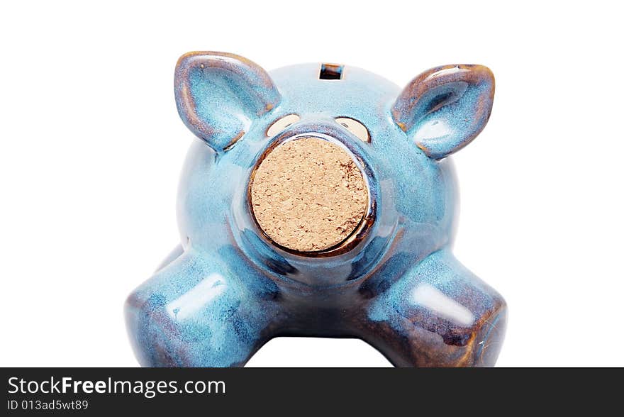 Piggy bank on white background