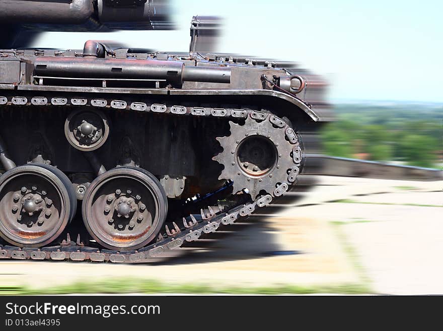 Tank in motion from side