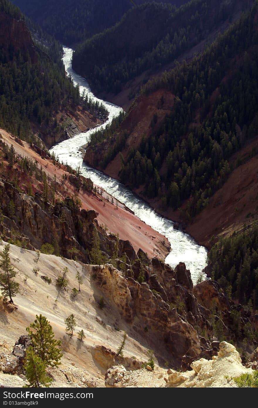 Yellowstone River in national park Yellowstone, USA, in early summer