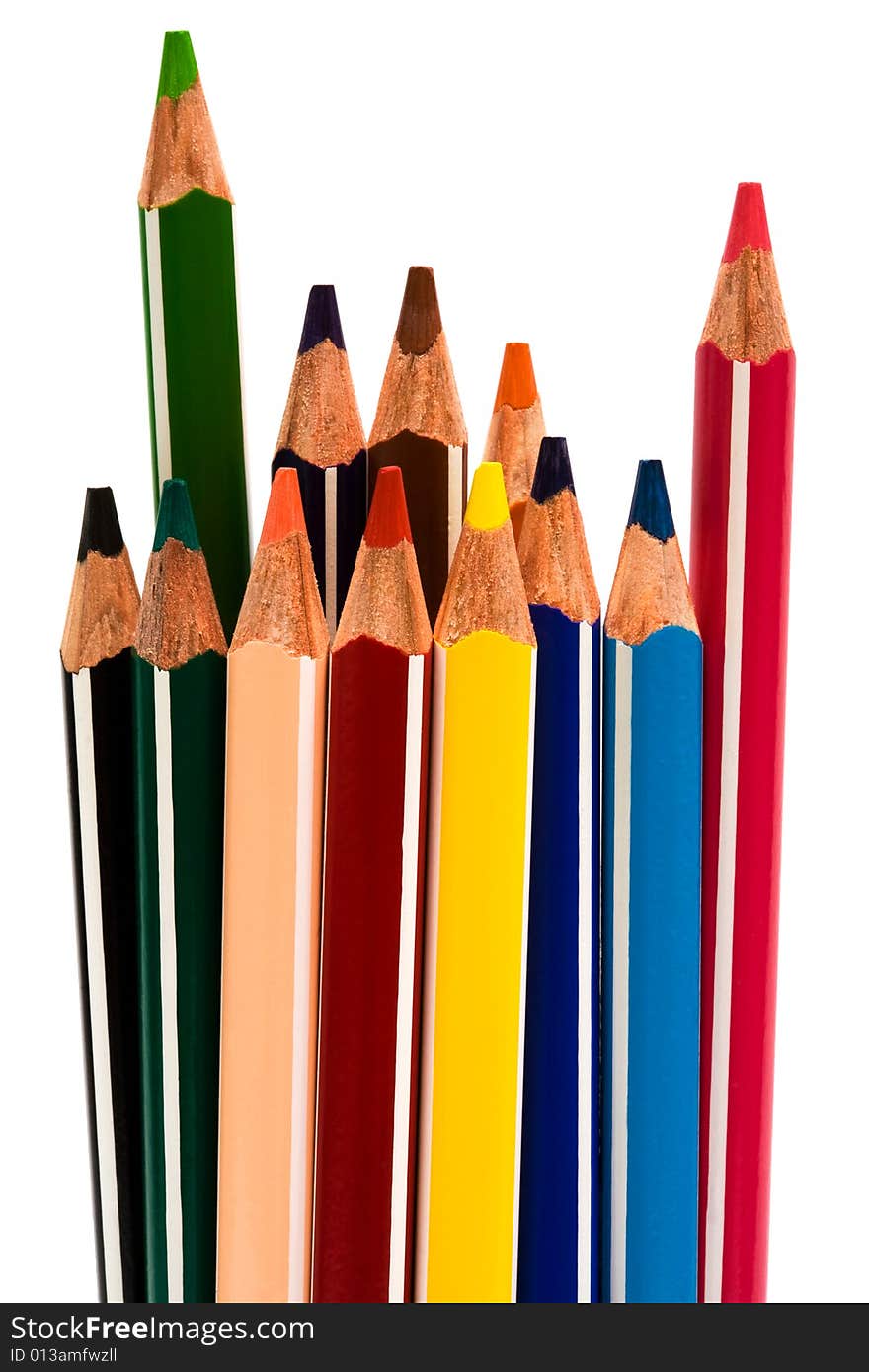 Beautiful color pencils on a white background