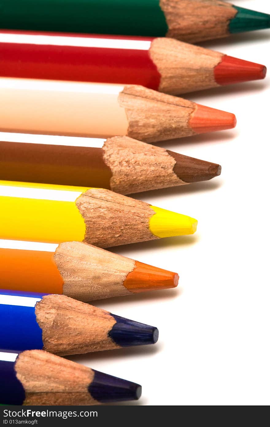 Beautiful color pencils on a white background