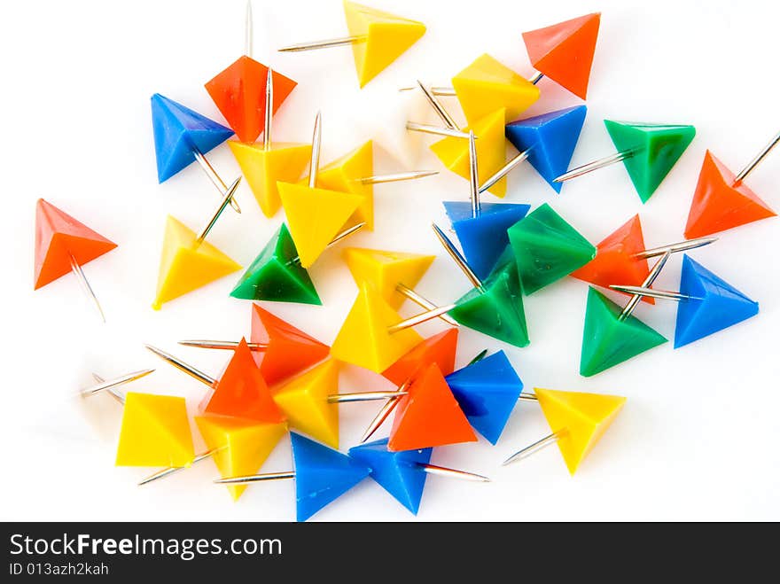 Colored Thumbtack isolated on the white background