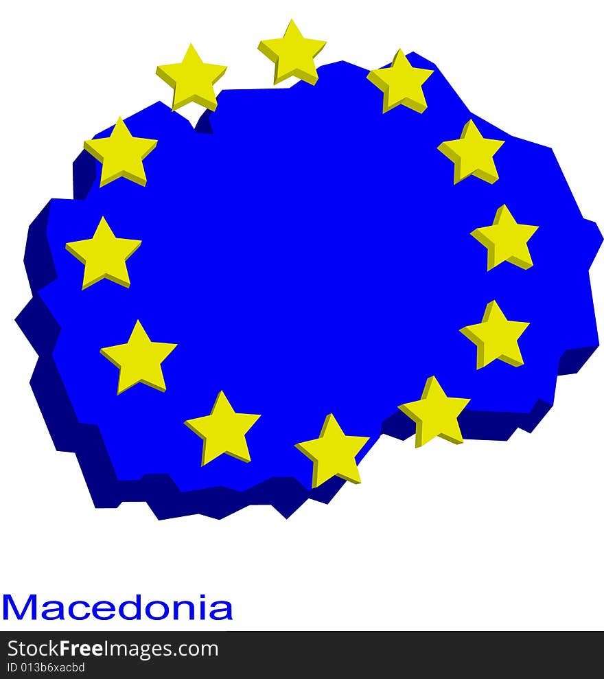 Contour map of Macedonia as a future EU member. Contour map of Macedonia as a future EU member