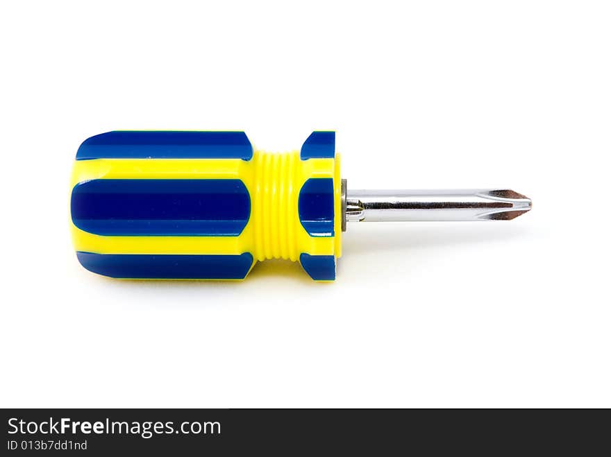 This is close-up view Isolated screwdriver on white background